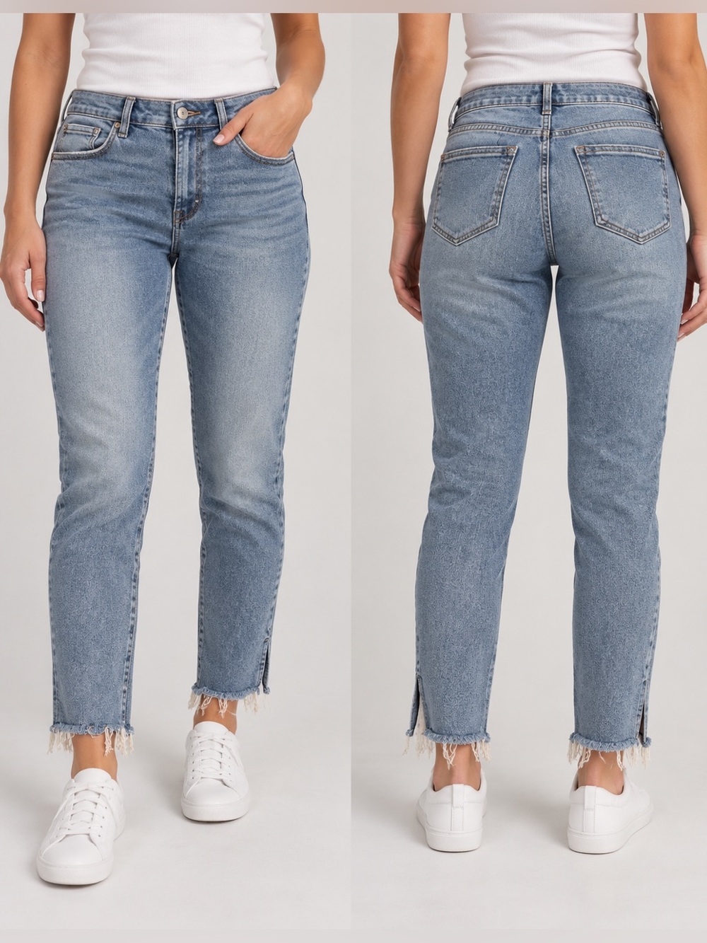 Kensie Light Blue Ankle Crop Jeans with Raw Hem SIZE 12 x 31